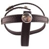 Rouge Three Piece Divider Adjustable Snap Leather Cock Ring - Black
