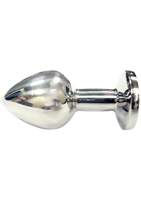 Rouge Smooth Stainless Steel Anal Plug - Small - Clear Jewel