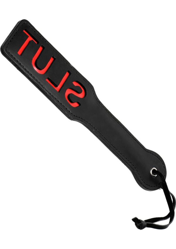 Master Series - Crimson Tied Slut Steel Enforced Spanking Paddle - Black and Red