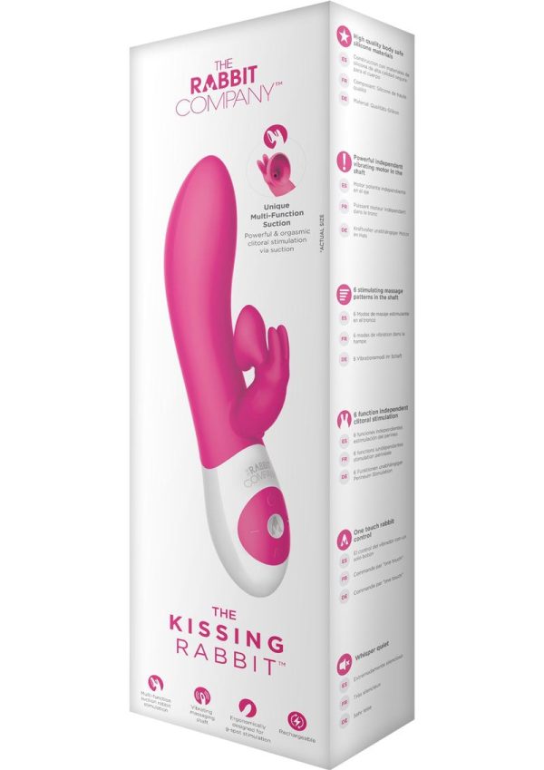 The Rabbit Company The Kissing Rabbit Rechargeable Silicone Vibrator with Clitoral Suction - Hot Pink