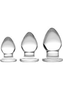 Prisms Triplets 3 Piece Glass Anal Plug Kit - Clear