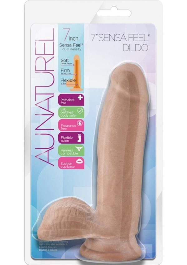 Au Naturel Sensa Feel Dildo with Suction Cup 7in - Caramel