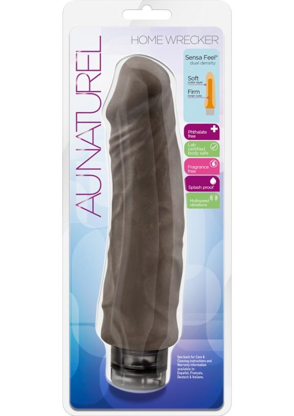 Au Naturel Home Wrecker Vibrating Dildo 9.5in - Chocolate