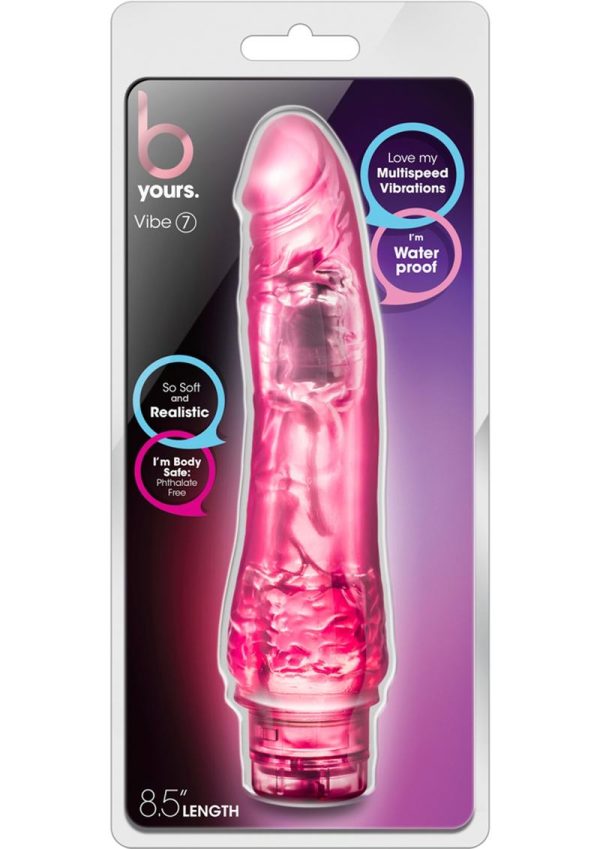 B Yours Vibe 7 Vibrating Dildo 8.5in - Pink