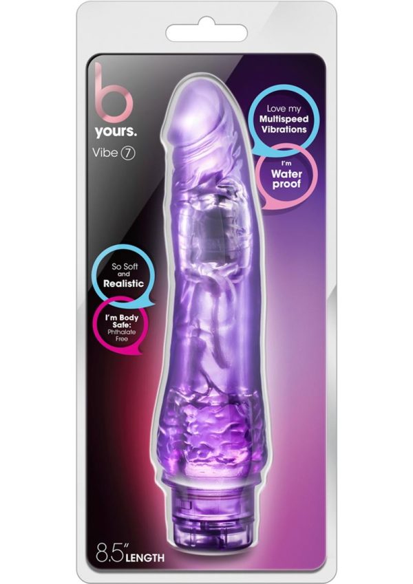 B Yours Vibe 7 Vibrating Dildo 8.5in - Purple