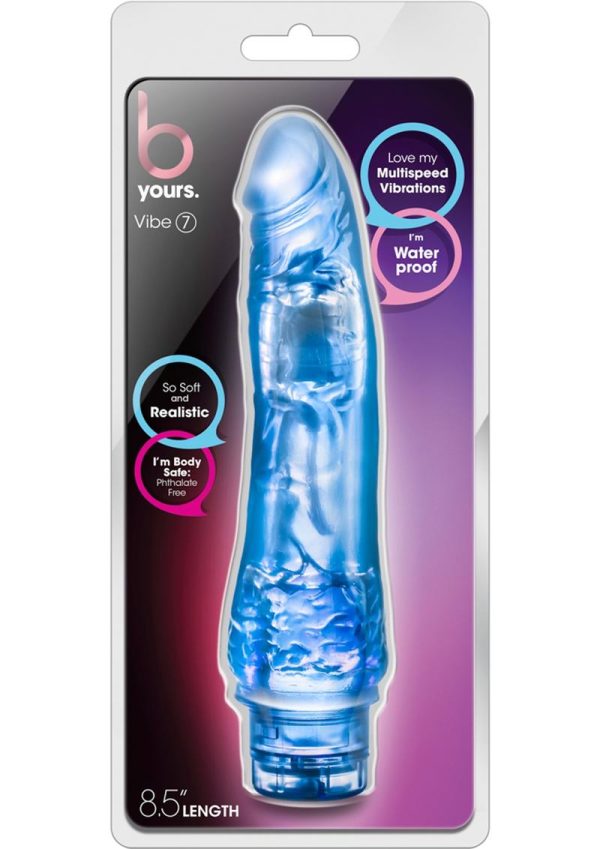 B Yours Vibe 7 Vibrating Dildo 8.5in - Blue