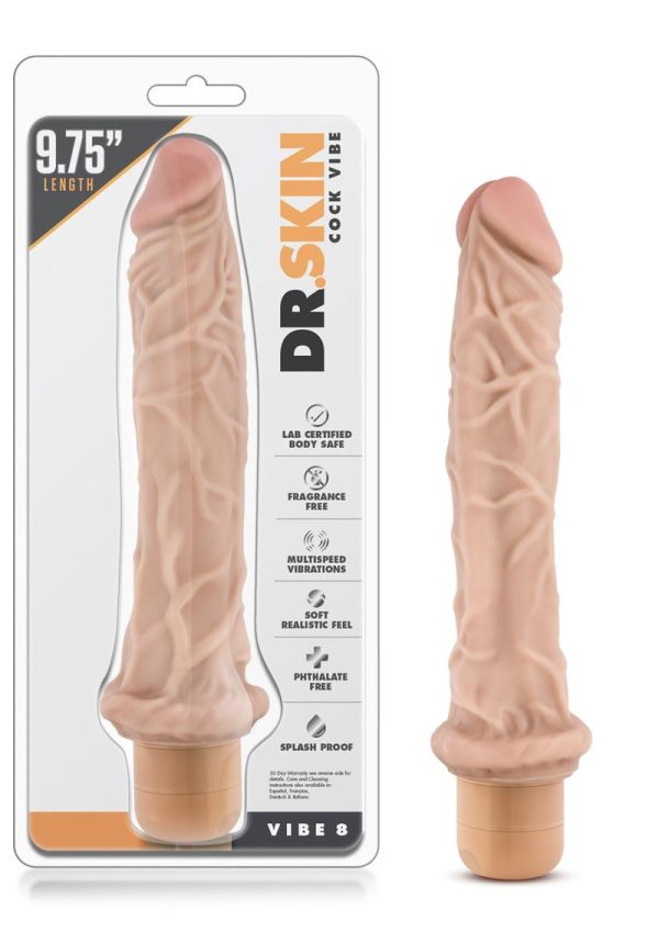 Dr. Skin Silver Collection Cock Vibe 8 Vibrating Dildo 9.75in - Vanilla