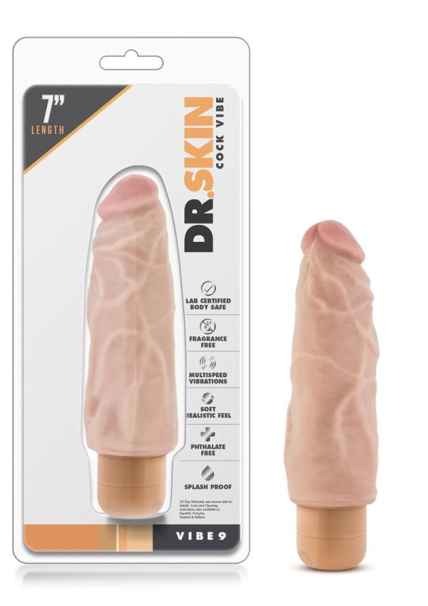 Dr. Skin Silver Collection Cock Vibe 9 Vibrating Dildo 7in - Vanilla