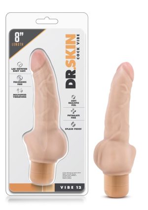 Dr. Skin Silver Collection Cock Vibe 12 Vibrating Dildo 8in - Vanilla
