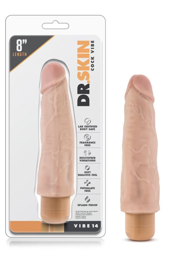 Dr. Skin Silver Collection Cock Vibe 14 Vibrating Dildo 8in - Vanilla