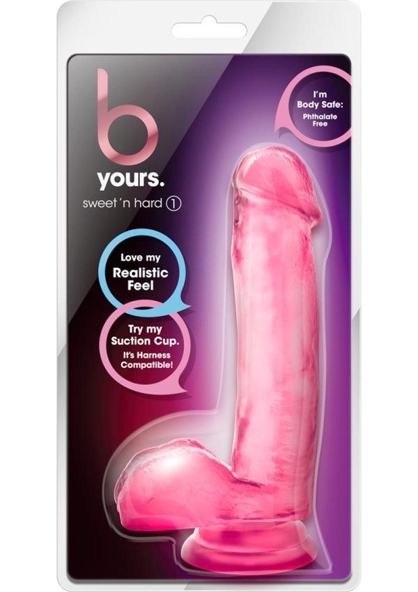 B Yours Sweet N` Hard 1 Dildo with Balls 7in - Pink