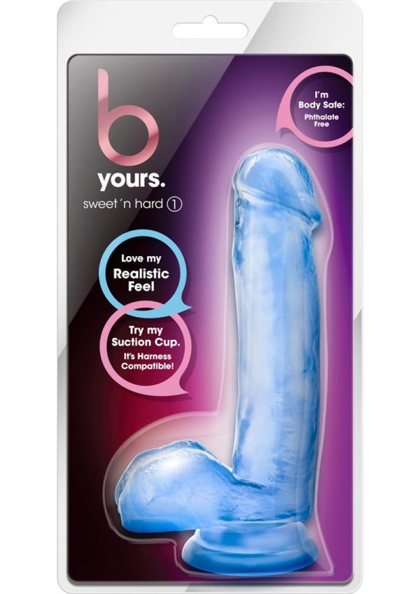 B Yours Sweet N` Hard 1 Dildo with Balls 7in - Blue