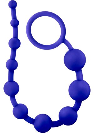 Luxe Silicone 10 Anal Beads - Indigo