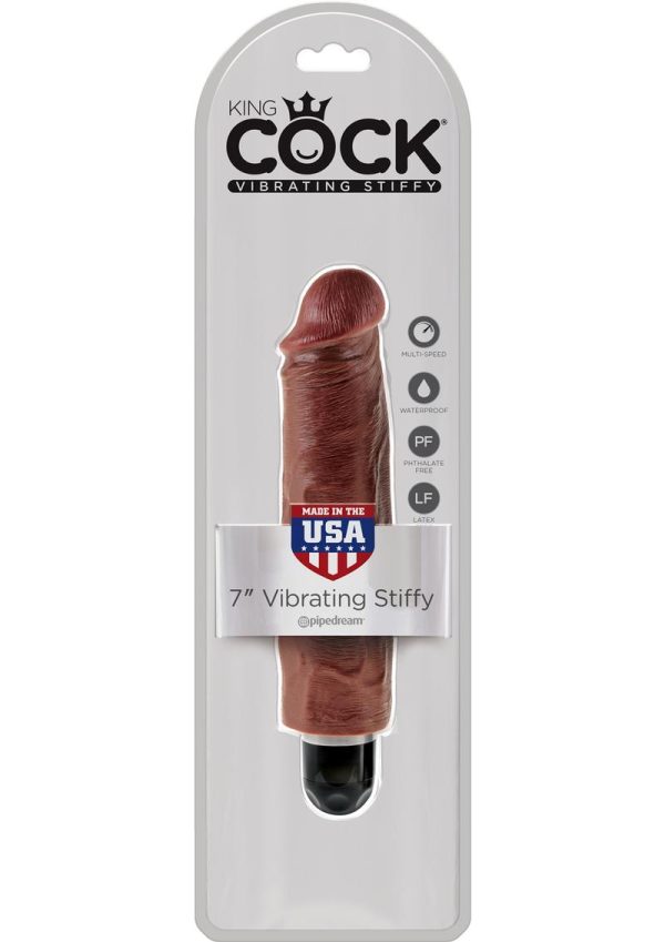 King Cock Vibrating Stiffy Dildo 7in - Chocolate