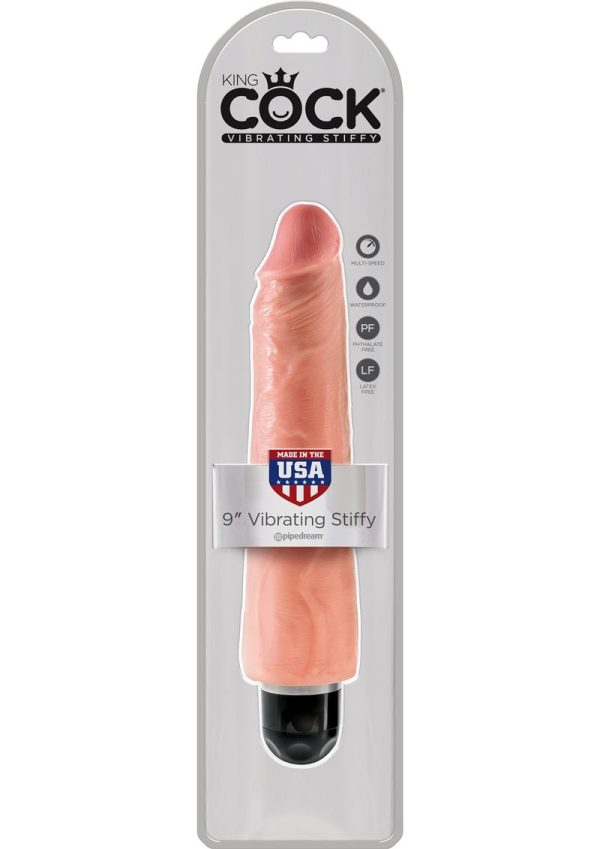 King Cock Vibrating Stiffy Dildo 9in - Vanilla