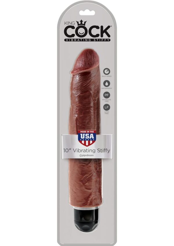 King Cock Vibrating Stiffy Dildo 10in - Chocolate