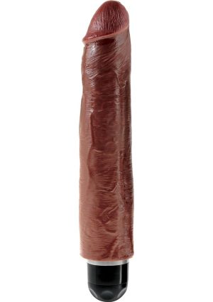 King Cock Vibrating Stiffy Dildo 10in - Chocolate