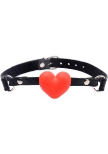 Frisky Heart Beat Silicone Heart Shaped Mouth Gag - Red