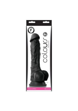 Colours Pleasures Silicone Dildo 7in - Black