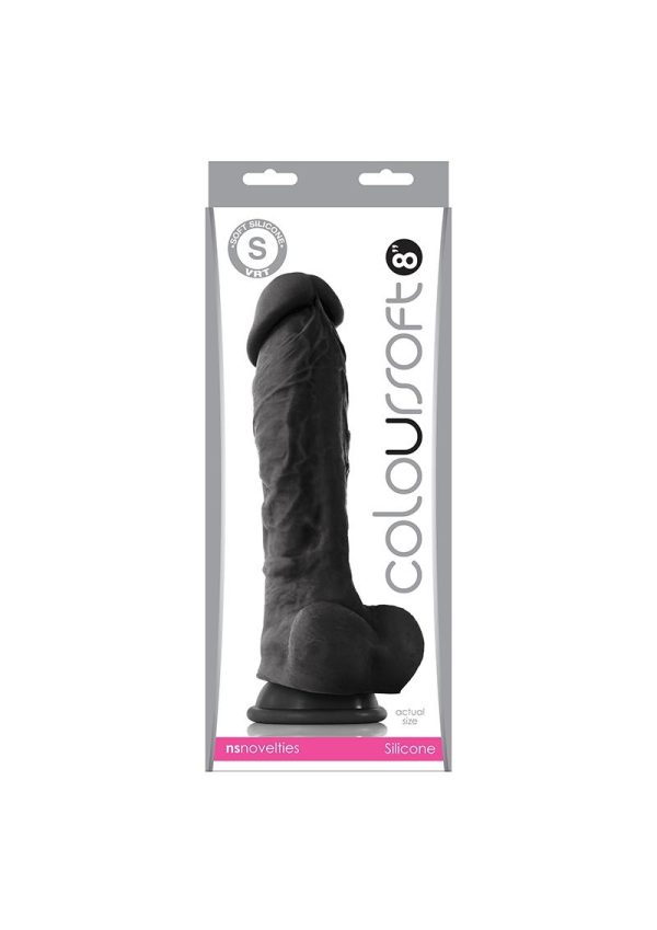 Coloursoft Silicone Dildo 8in - Black