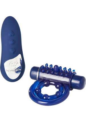 Nu Sensuelle Remote Control Bullet Ring Rechargeable Vibrating Cock Ring - Blue