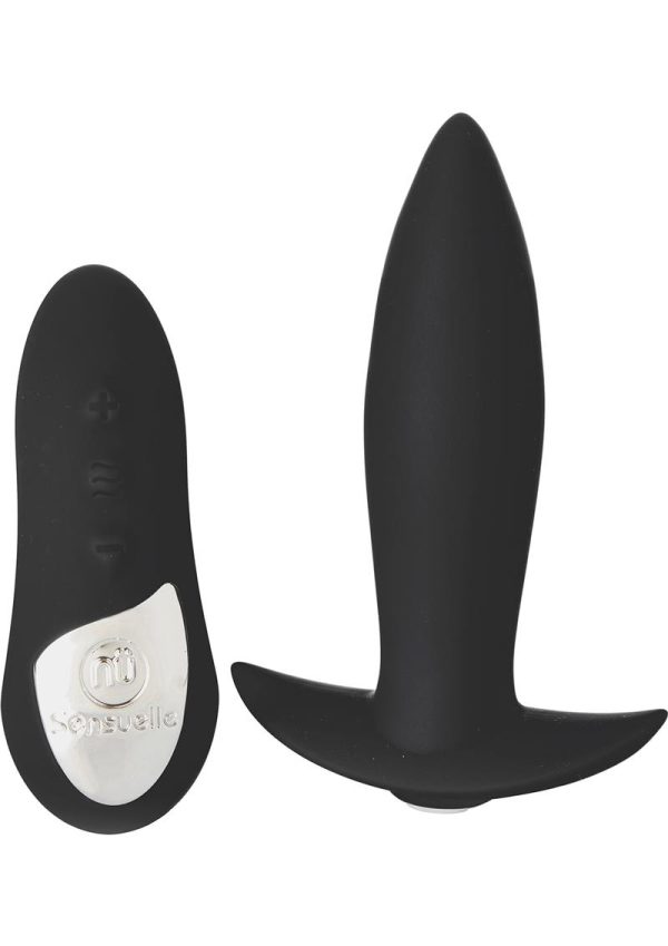 Nu Sensuelle Remote Control Mini-Plug Rechargeable Silicone Vibrating Plug - Black