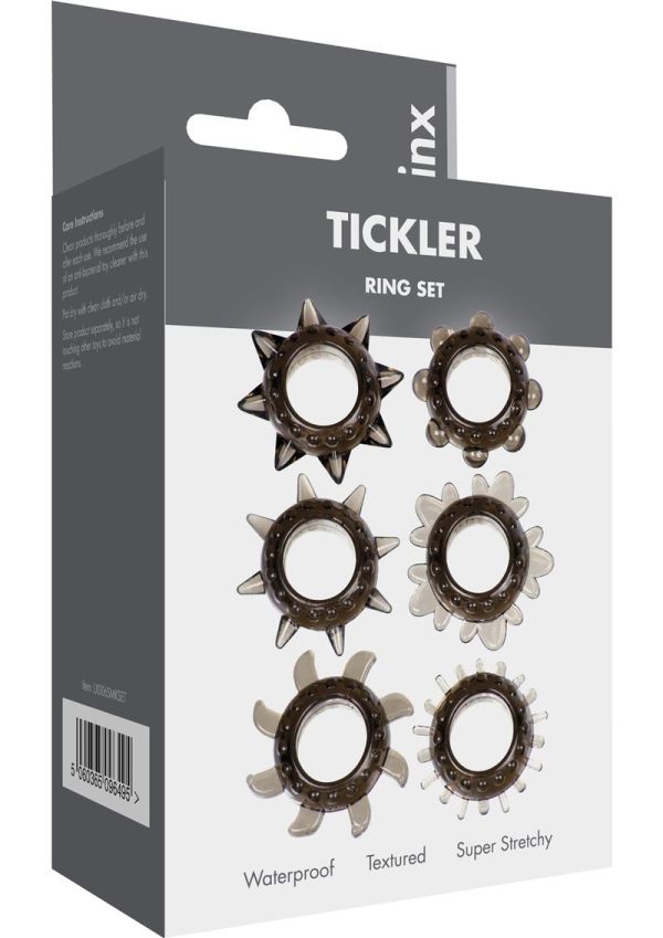 ME YOU US Tickler Ring Set Assorted Textured Cock Rings (6 pack) - Smoke