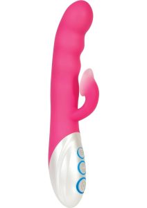 Instant-O Rechargeable Silicone G-Spot Vibrator with Clitoral Suction - Pink