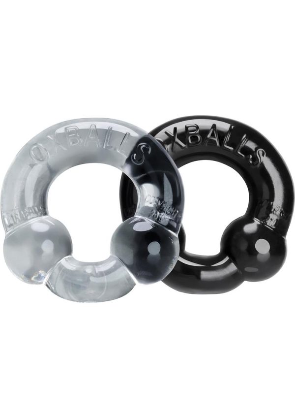 Oxballs Ultraballs Cock Ring Set (2 pack)- Black and Clear