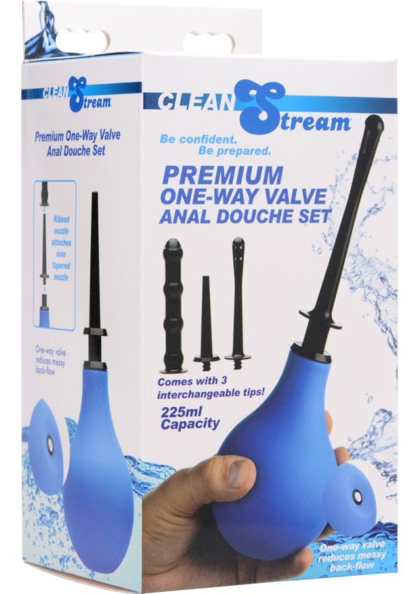 CleanStream Premium One-Way Valve Anal Douche Set - Blue