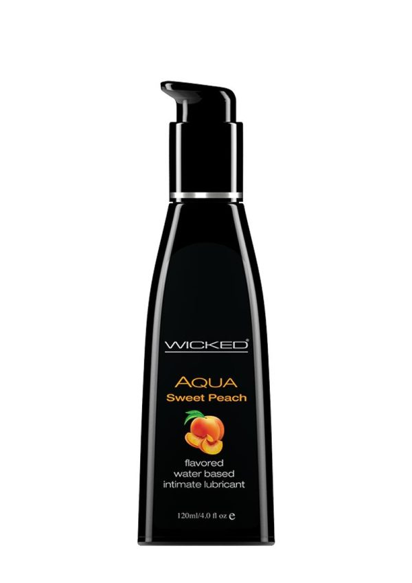 Wicked Aqua Water Based Flavored Lubricant Sweet Peach 4oz