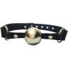Rouge Adjustable Leather Adjustable Ball Gag with Stainless Steel Ball - Black and Silver