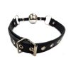 Rouge Adjustable Leather Adjustable Ball Gag with Stainless Steel Ball - Black and Silver