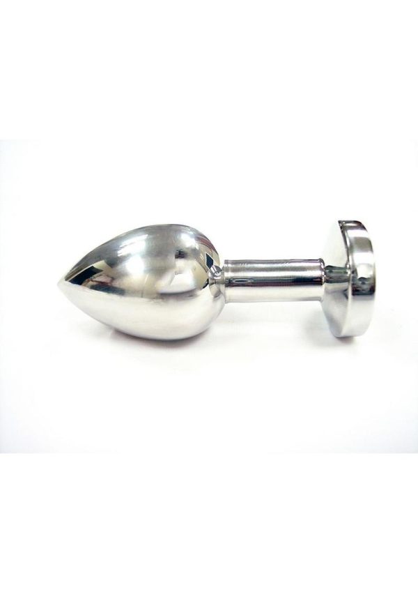Rouge Smooth Stainless Steel Anal Plug - Medium - Blue Jewel