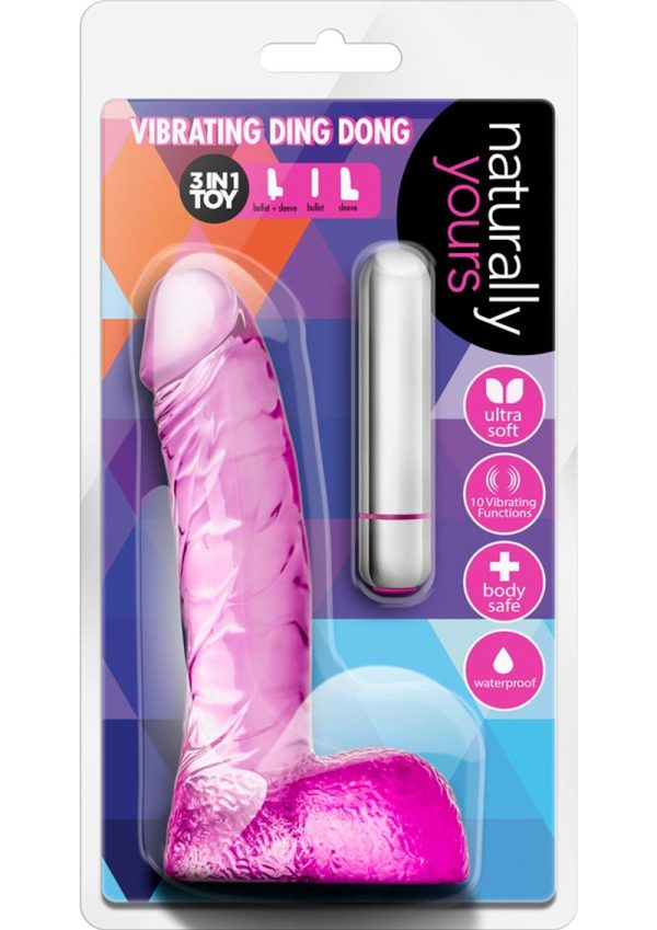 Naturally Yours Vibrating Ding Dong Dildo 6.5in - Pink