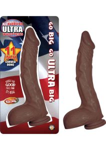 All American Ultra Whoppers Curved Dildo 11in - Chocolate