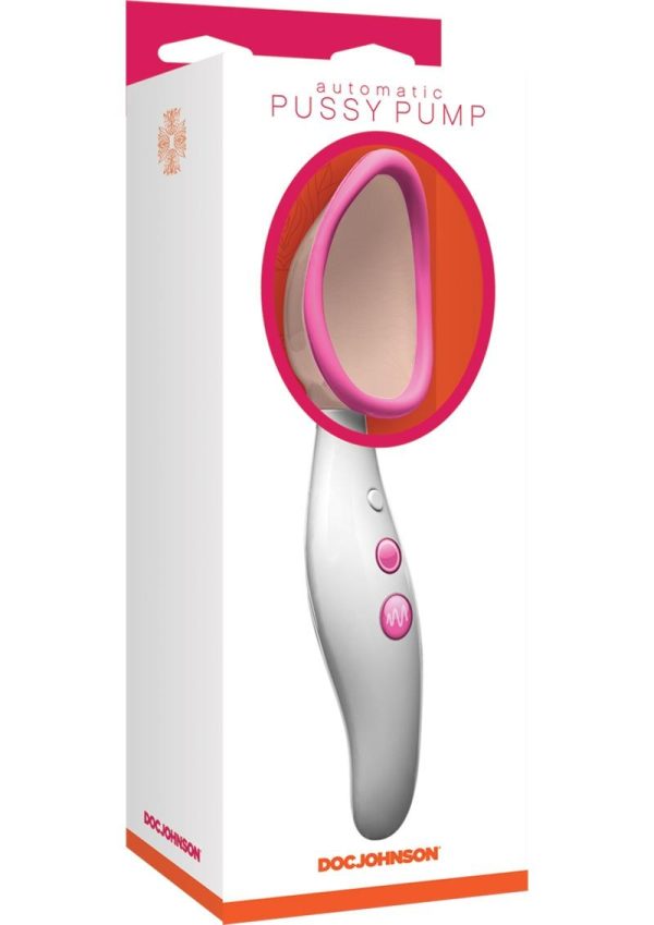 Automatic Vibrating Rechargeable Silicone Pussy Pump - White/Pink