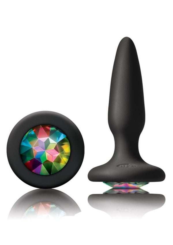 Glams Mini Silicone Butt Plug Rainbow Gem - Black