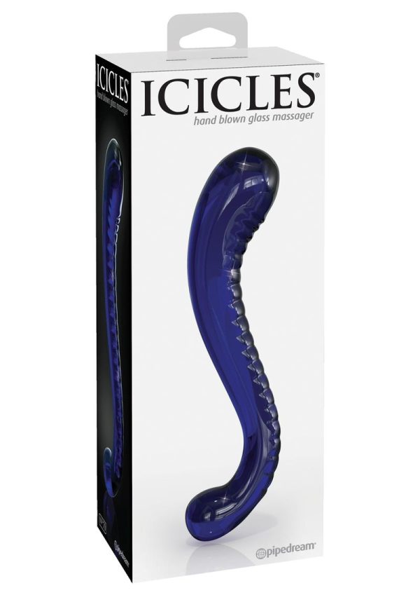 Icicles No 70 Textured G-Spot Glass Probe - Blue