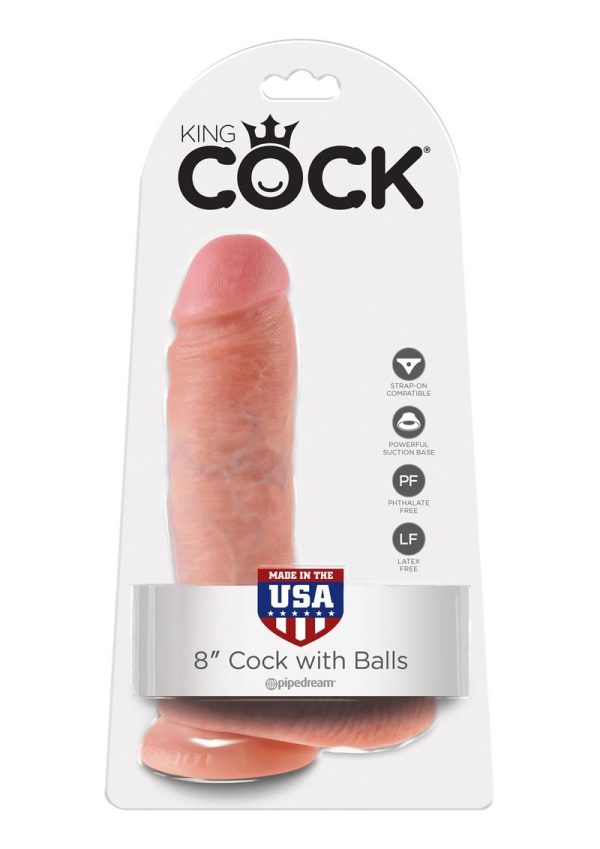 King Cock Dildo with Balls 8in - Caramel