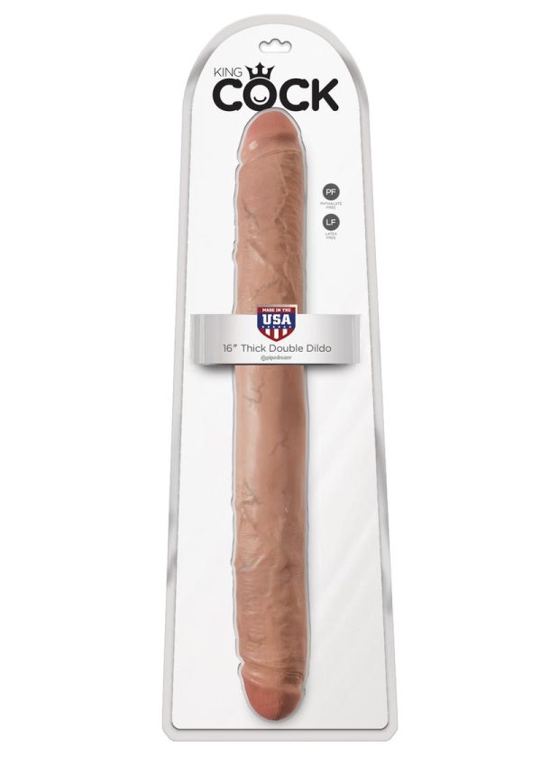 King Cock Thick Double Dildo 16in - Caramel