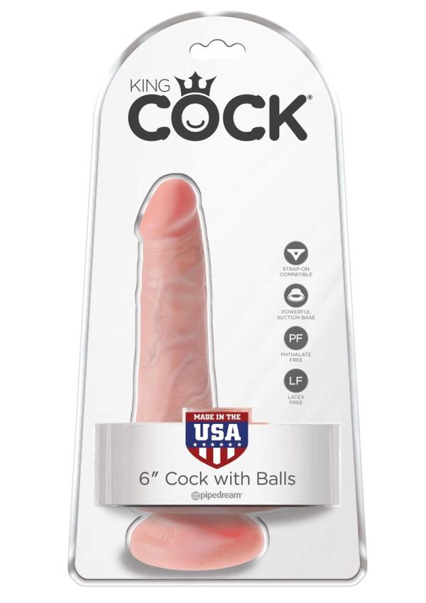 King Cock Dildo with Balls 6in - Vanilla