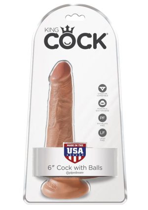 King Cock Dildo with Balls 6in - Caramel
