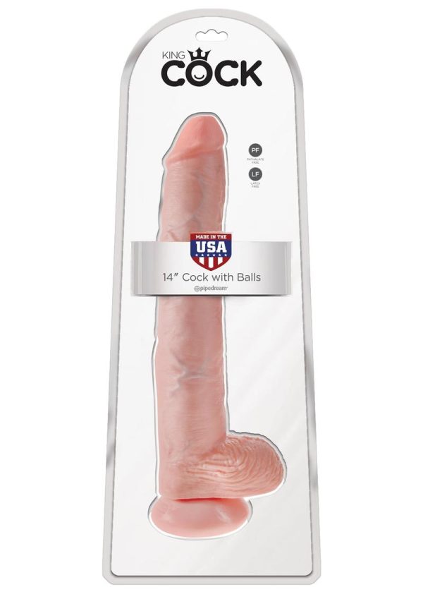 King Cock Dildo with Balls 14in - Vanilla