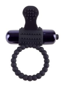 Fantasy C-Ringz Vibrating Silicone Super Cock Ring with Bullet - Black