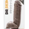Dr. Skin Silver Collection Mr. D Dildo with Balls and Suction Cup 8.5in - Chocolate