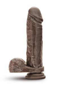 Dr. Skin Silver Collection Mr. Magic Dildo with Balls and Suction Cup 9in - Chocolate