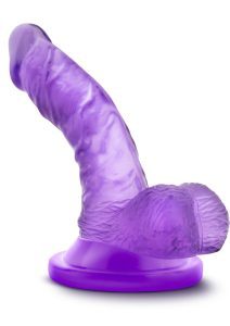 Naturally Yours Mini Dildo with Balls 4.75in - Purple