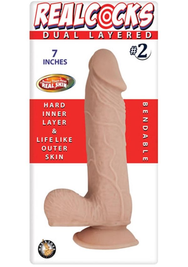 Realcocks Dual Layered #2 Bendable Dildo 7in - Vanilla