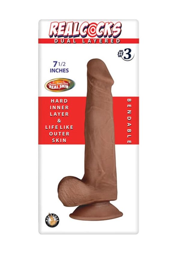 Realcocks Dual Layered #3 Bendable Dildo 7.5in - Caramel